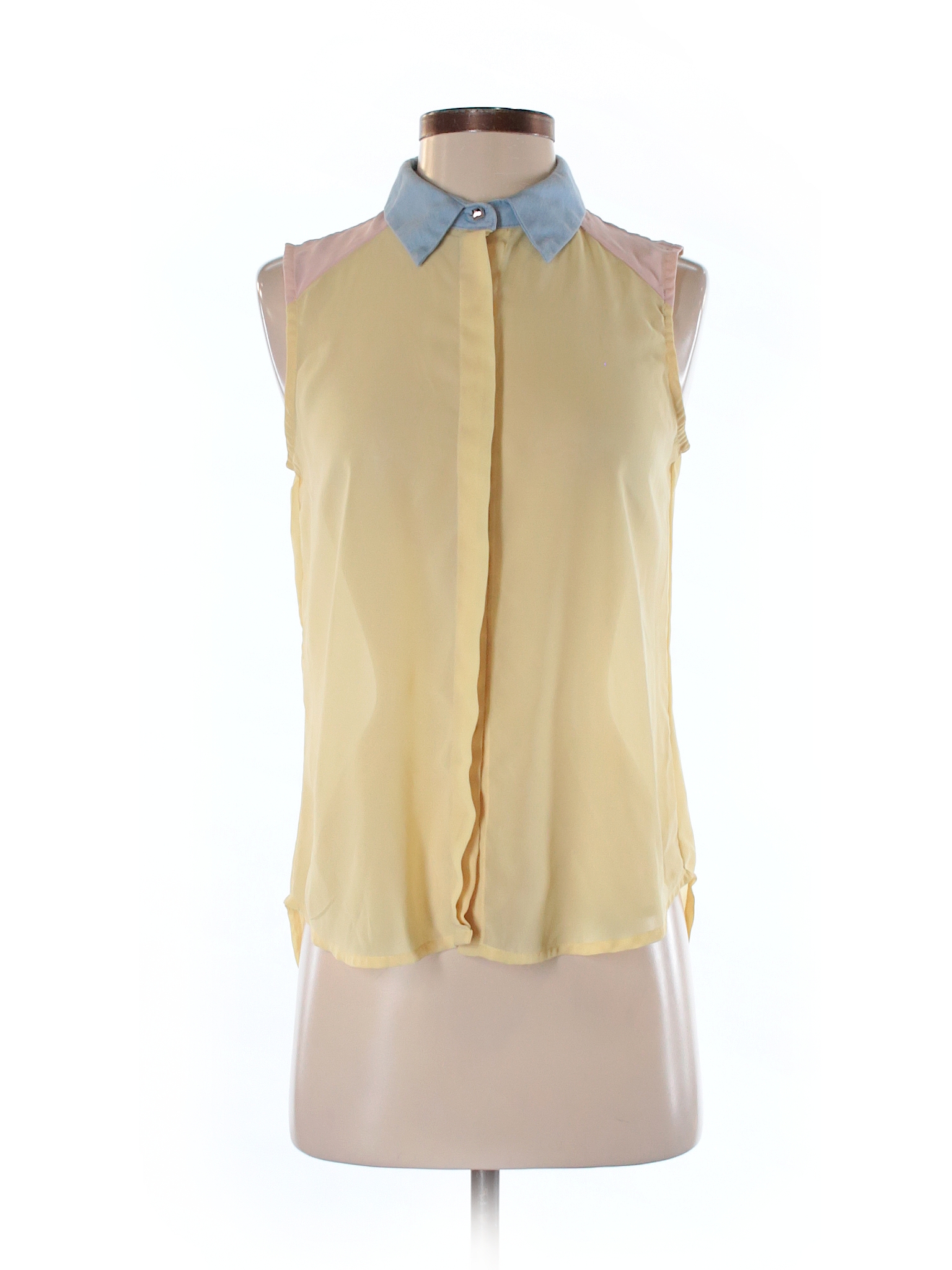 Pearl Color Block Yellow Sleeveless Blouse Size S - 60% off | thredUP