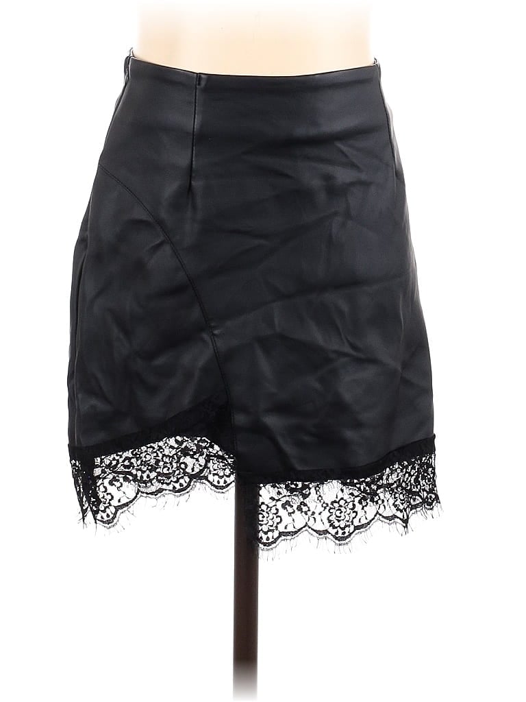 Pre-owned Unbranded Faux Leather Skirt In Black
