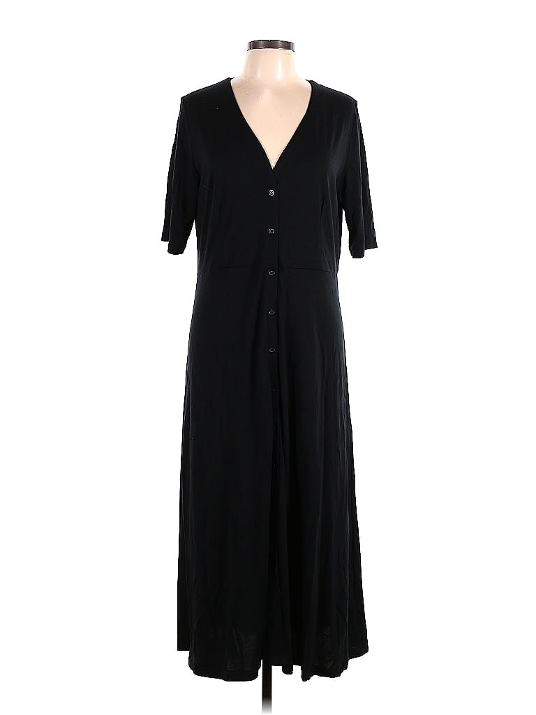 Who What Wear Solid Black Casual Dress Size L - 46% off | ThredUp