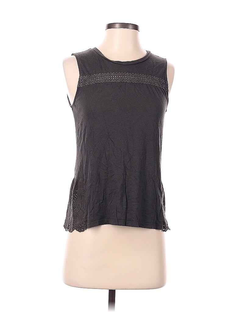 Pre-owned Banana Republic Factory Store Sleeveless Top Gray Solid Pattern Keyhole Neckline Tops