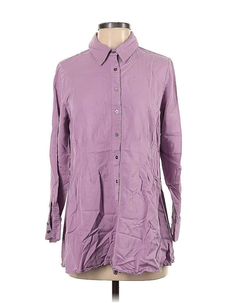 Pre-owned Soft Surroundings Long Sleeve Button Down Shirt In Purple