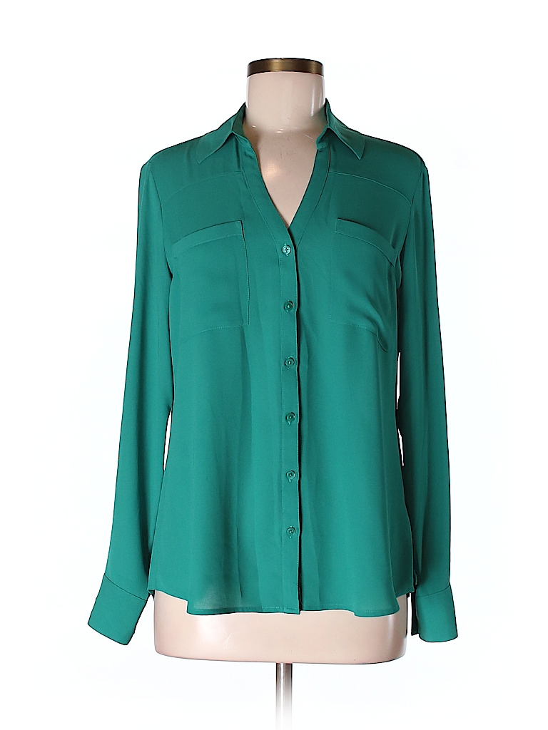 Express 100% Polyester Solid Green Long Sleeve Blouse Size M - 70% off ...