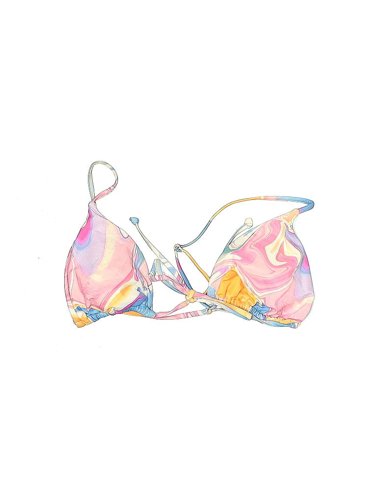 LA Hearts Floral Graphic Tropical Metallic Pink Swimsuit Top Size L - photo 1