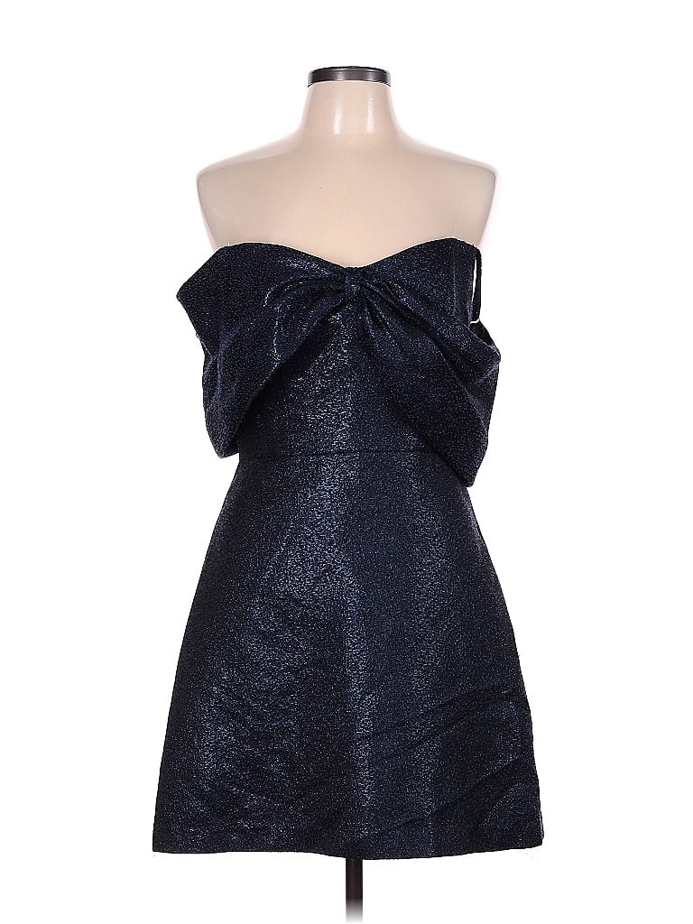 ML Monique Lhuillier 100% Polyester Metallic Blue Cocktail Dress Size 10 - photo 1