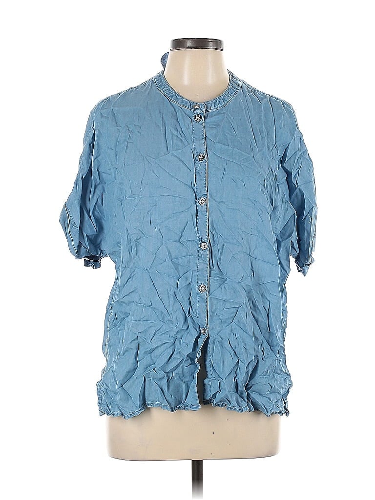Pre-owned Tommy Hilfiger Short Sleeve Blouse In Blue