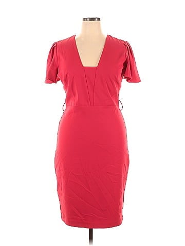 Badgley Mischka Red Flutter Sleeve Dress (view 1)