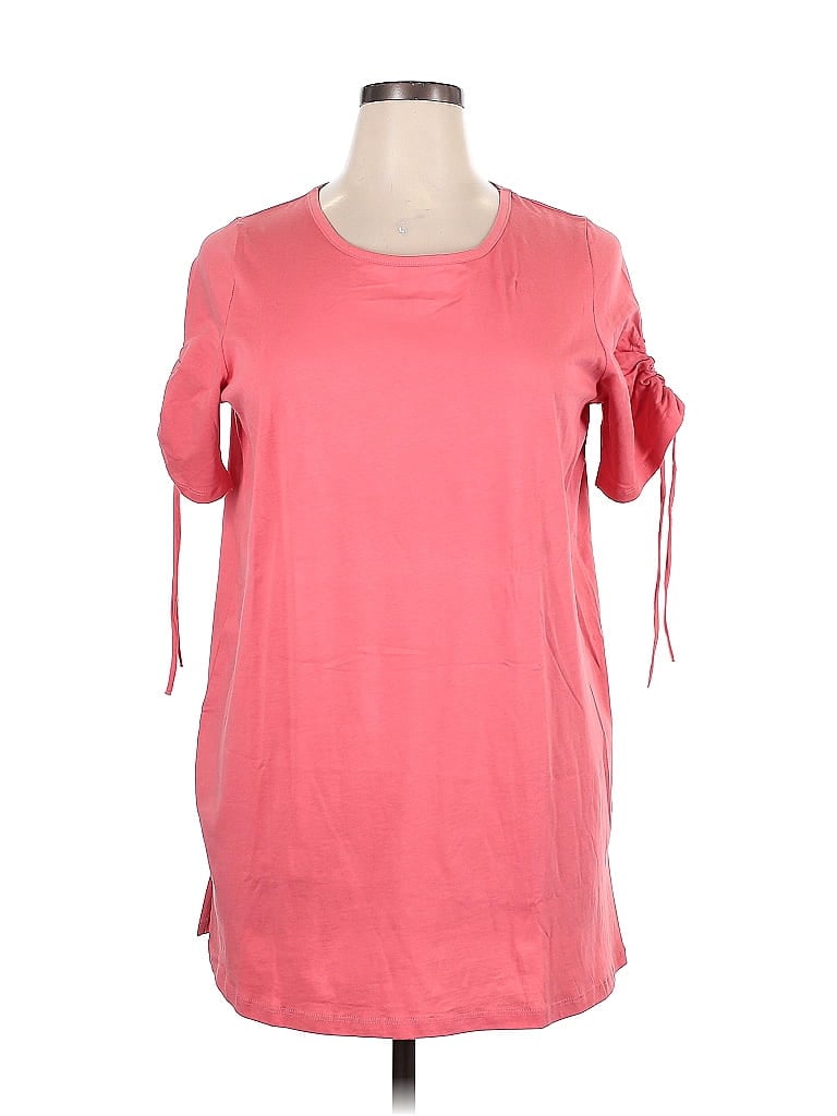 Pre-owned Woman Within Short Sleeve Blouse In Pink