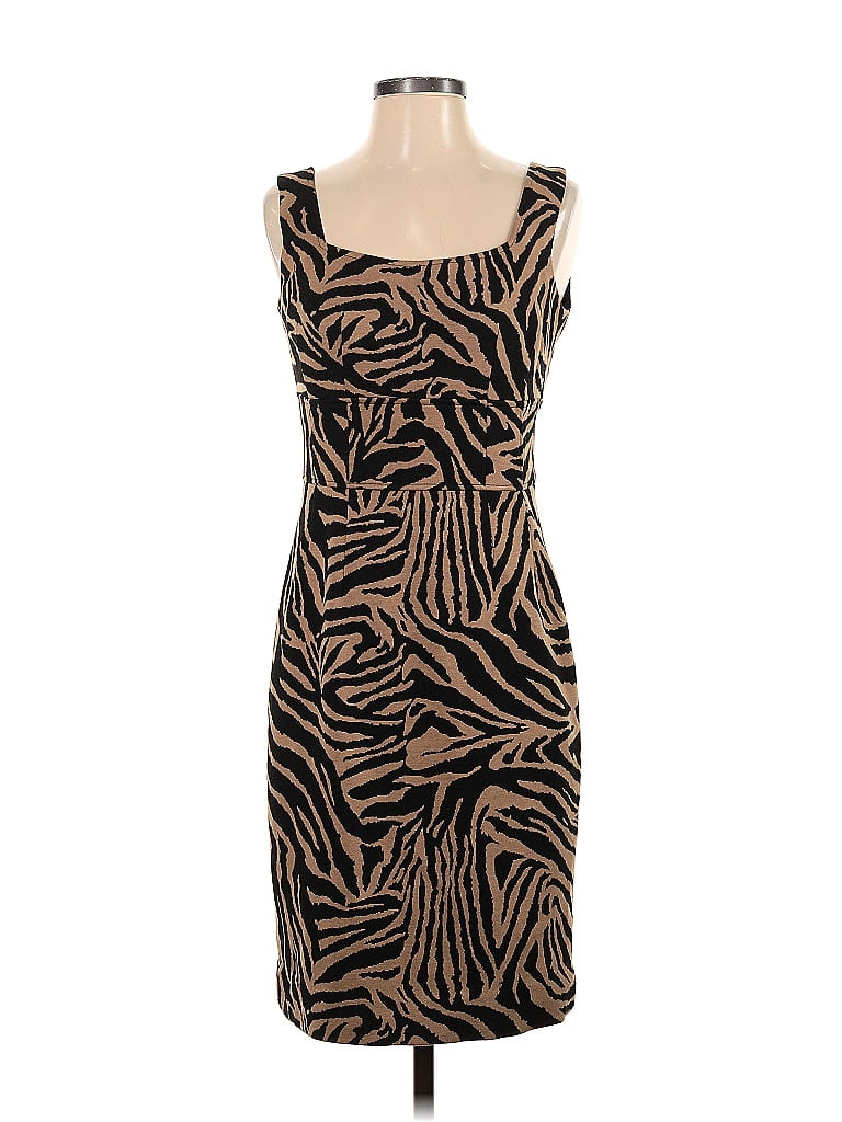 Leslie Stuart Animal Print Brown Cocktail Dress Size 4 - photo 1