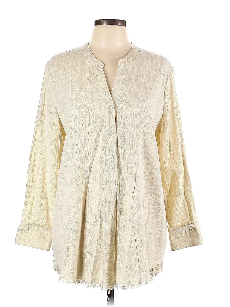 Pre-owned Nic + Zoe 3/4 Sleeve Button Down Shirt In White