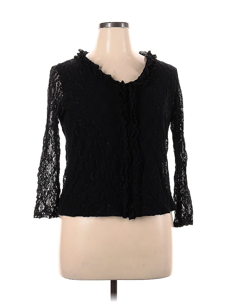 Christie & Jill 100% Nylon Black 3/4 Sleeve Top Size 1X - photo 1