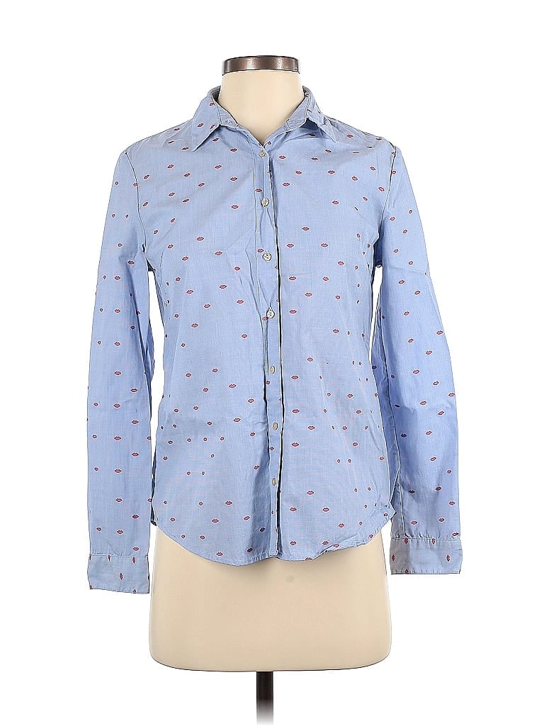 Scotch & Soda 100% Cotton Hearts Stars Polka Dots Blue Long Sleeve Button-Down Shirt Size P (petite) - photo 1