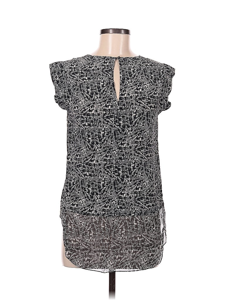 Pre-owned Rebecca Taylor Short Sleeve Silk Top Silver Keyhole Neckline Tops