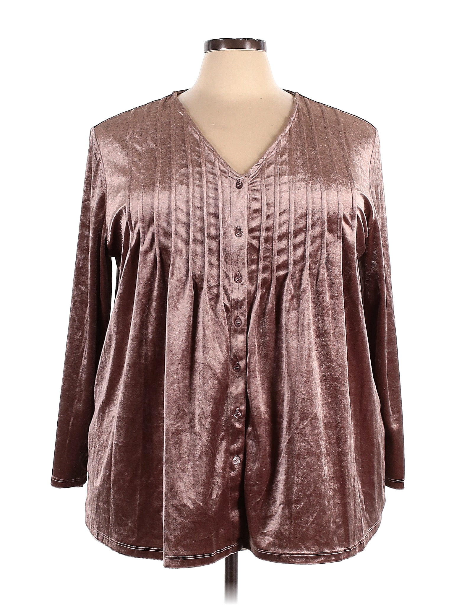 Salon Studio by Haband 100 Polyester Metallic Burgundy 3/4 Sleeve