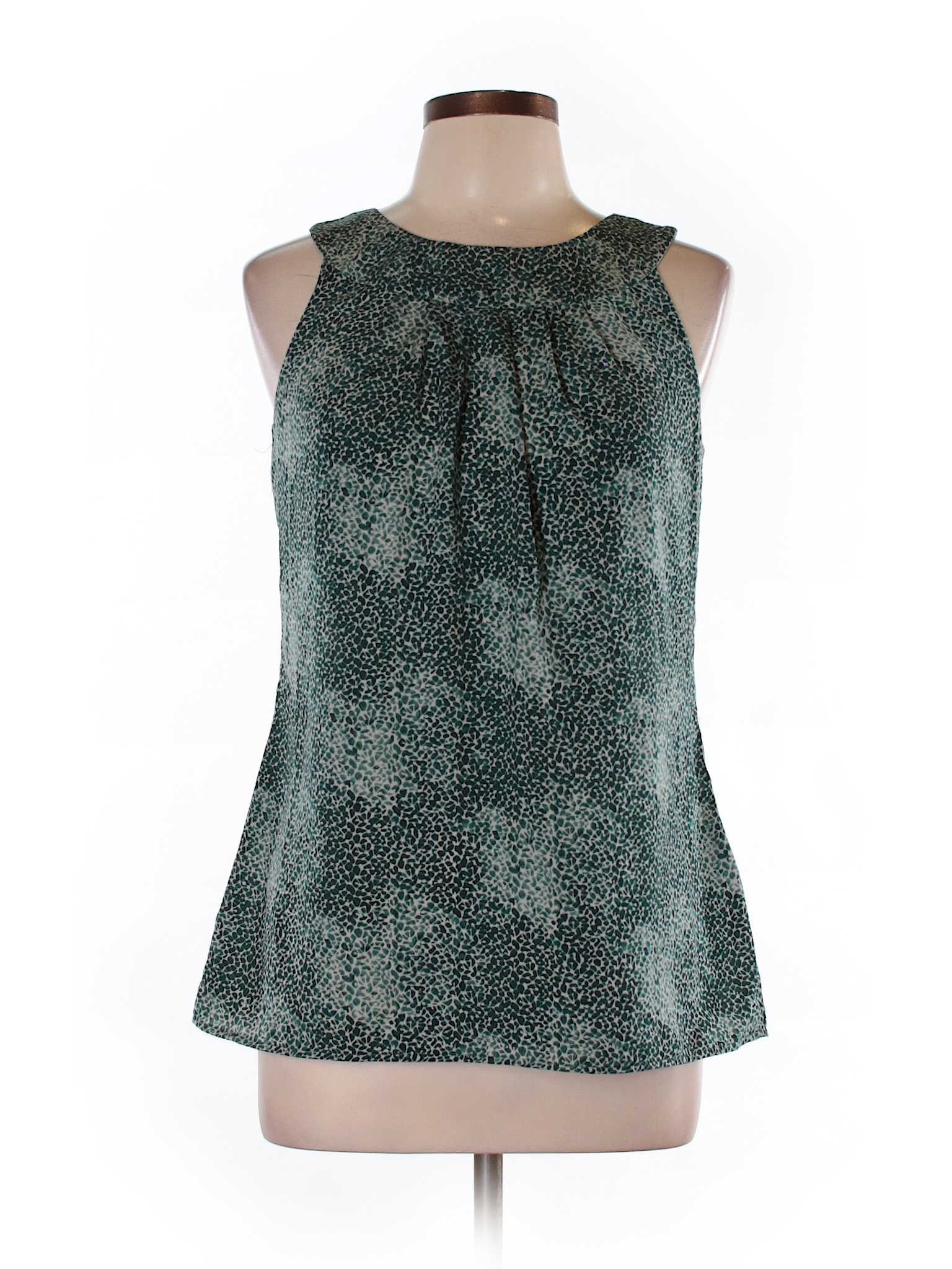 Banana Republic 100% Polyester Print Teal Sleeveless Blouse Size 10 ...