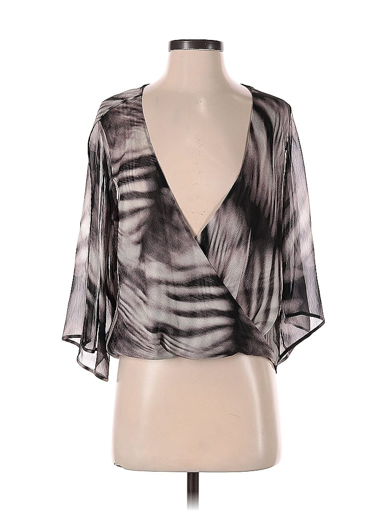 Halston Heritage Silver 3/4 Sleeve Blouse Size S - photo 1