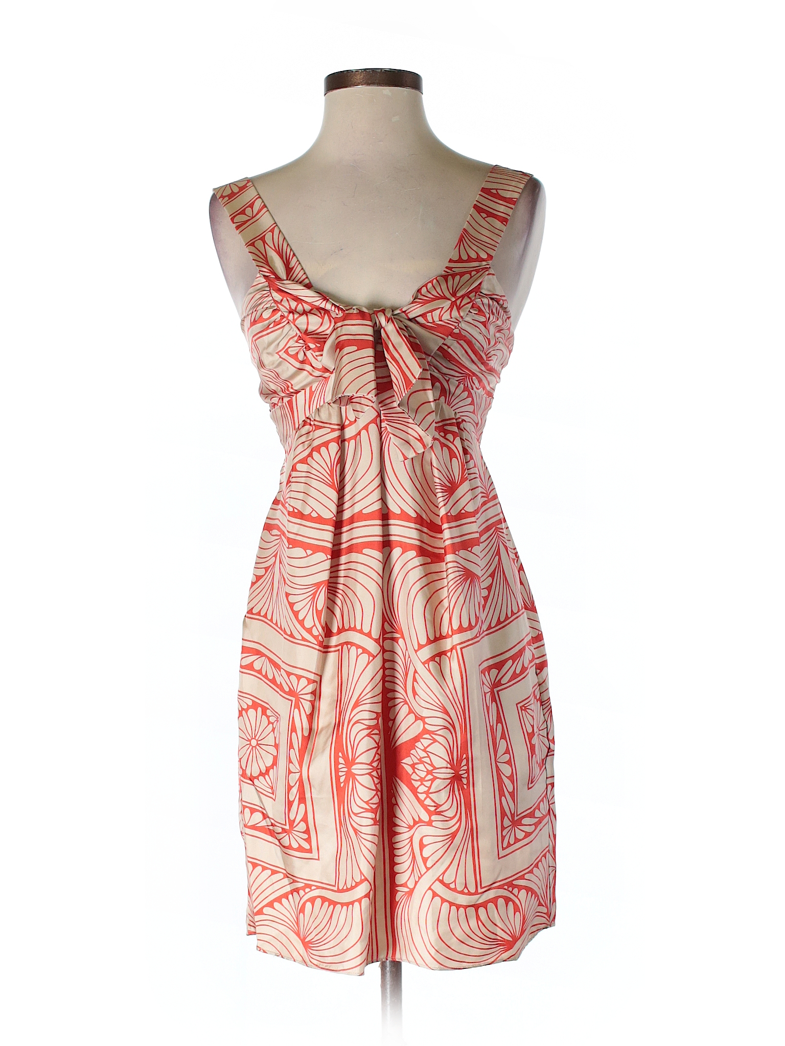 Hype 100% Silk Print Tan Silk Dress Size 0 - 95% off | thredUP