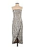 ML Monique Lhuillier 100% Polyester Metallic Silver Cocktail Dress Size 4 - photo 1