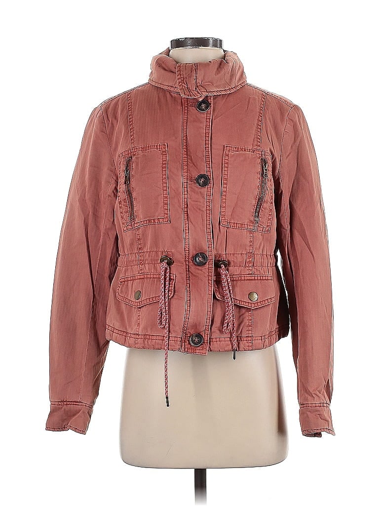 Dolan Anthropologie Pink Zip Front Cropped Moto Jacket Size XS Linen main image 1