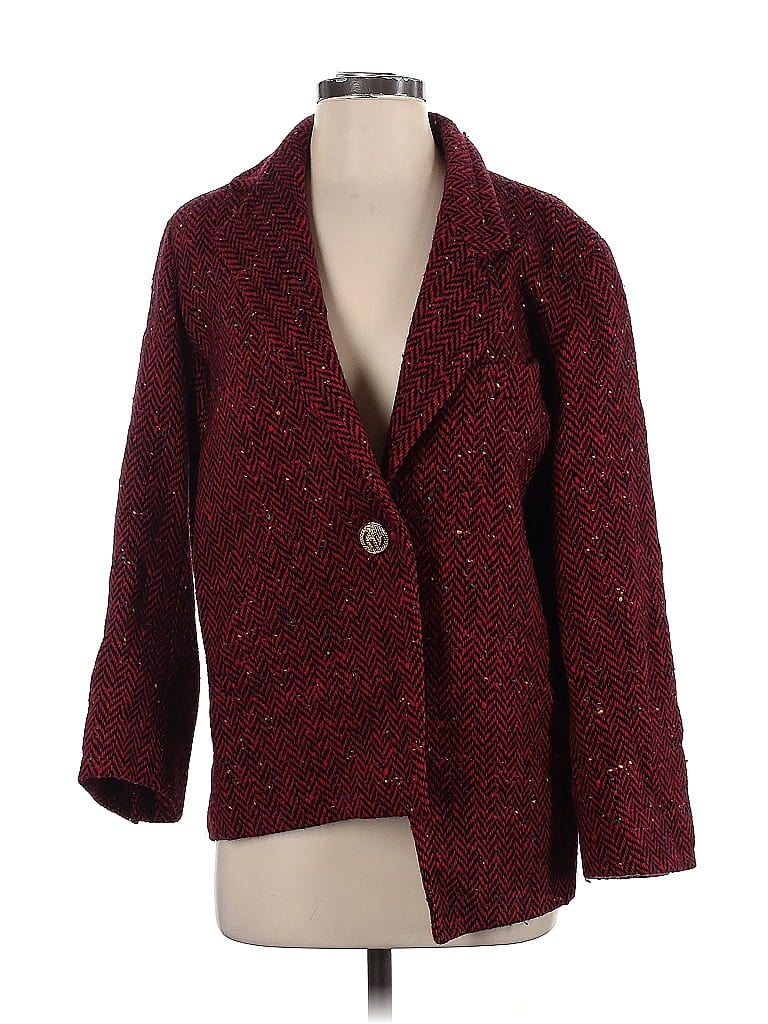 Guy Laroche 100% Baumwolle Tweed Burgundy Blazer Size EU (FR) 36 / US 4 - photo 1