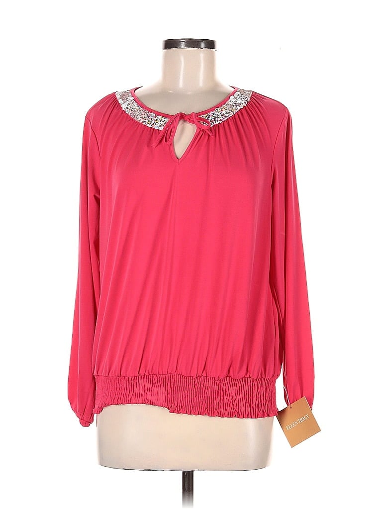 Ellen Tracy Long Sleeve Blouse In Pink