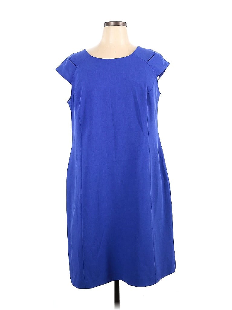 Jones Studio Solid Blue Casual Dress Size 16 - photo 1