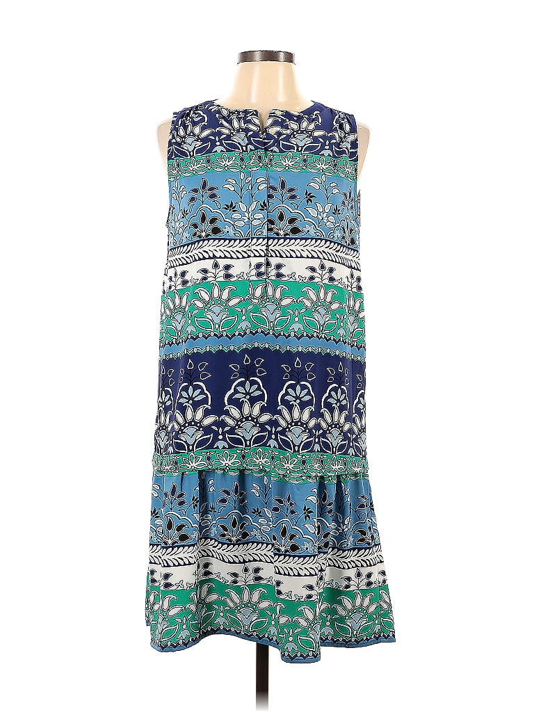 Ann Taylor LOFT Outlet Print Blue Casual Dress Size L - 50% off | ThredUp