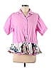 Tome 100% Cotton Color Block Pink Short Sleeve Blouse Size 8 - photo 1
