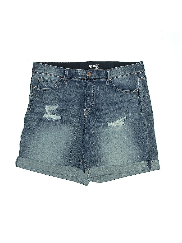 Terra & Sky Blue Denim Shorts Size 18 - photo 1