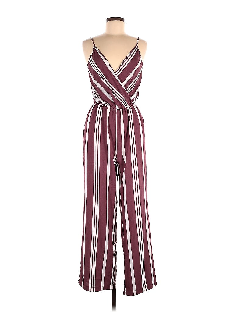 Ci Sono Stripes Burgundy Jumpsuit Size M - photo 1