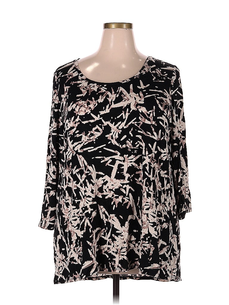 Halston Heritage Black 3/4 Sleeve T-Shirt Size 2X - photo 1