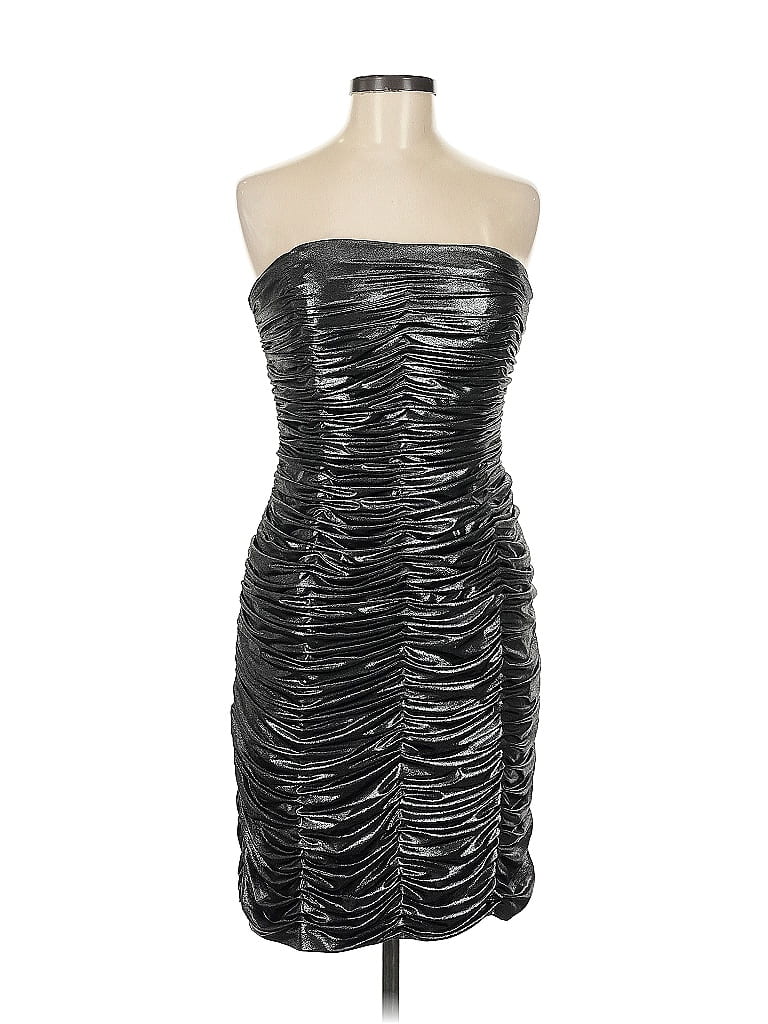Cache Metallic Silver Cocktail Dress Size 8 - photo 1