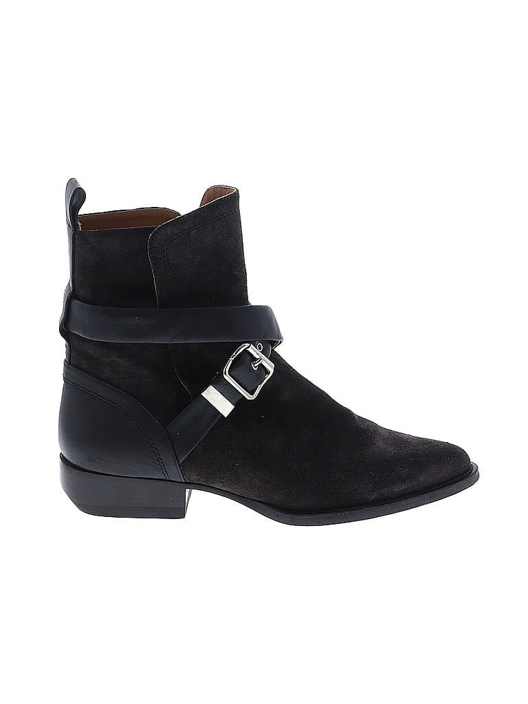 Chloé Black Suede Rylee Buckle Ankle Boots Size EU 37 1/2 - photo 1