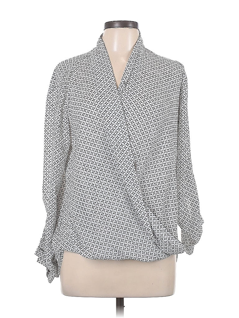 Pleione 100% Polyester Gray Long Sleeve Blouse Size L - photo 1