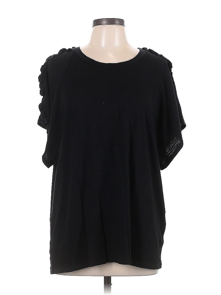 IRO Pre-owned Short Sleeve Top Black Cold Shoulder Neckline Tops