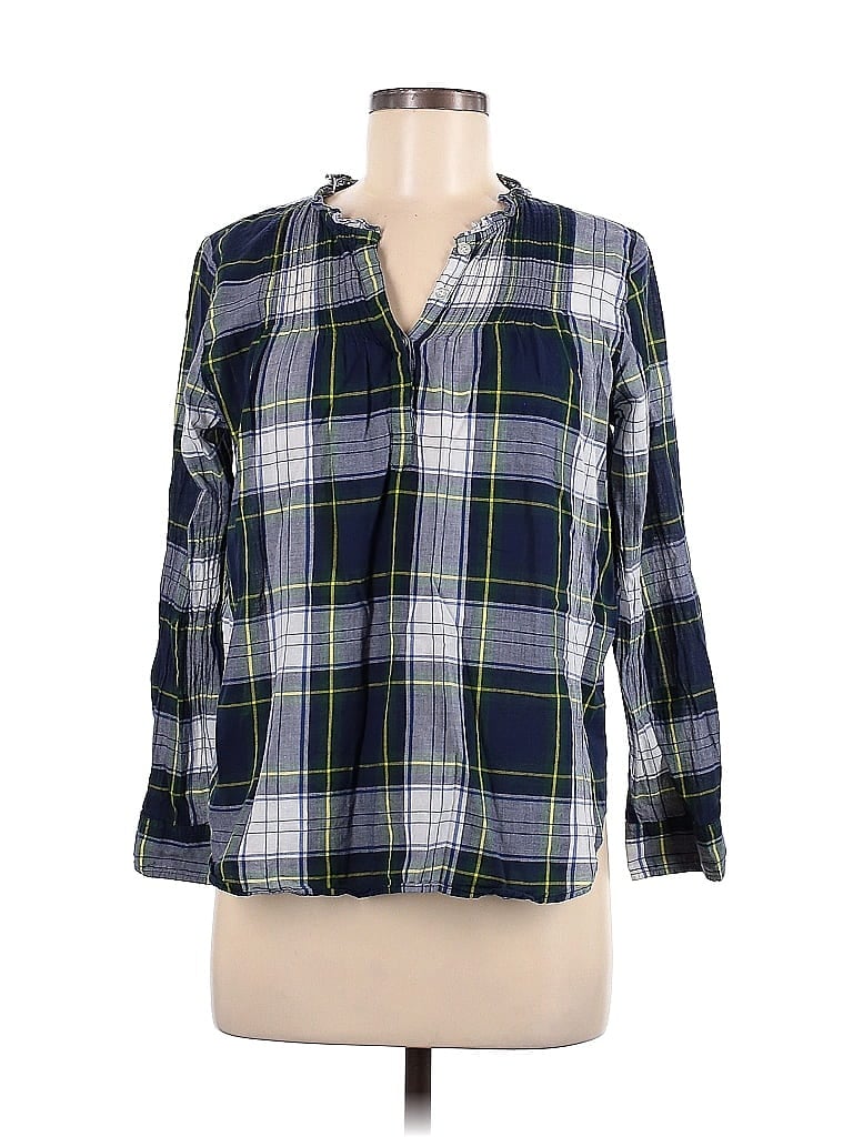 Pre-owned J.crew Factory Store 3/4 Sleeve Blouse In Blue