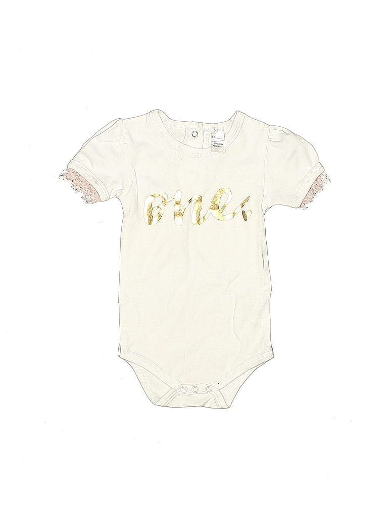Baby Aspen 100% Cotton Ivory Short Sleeve Onesie Size 12-18 mo - photo 1