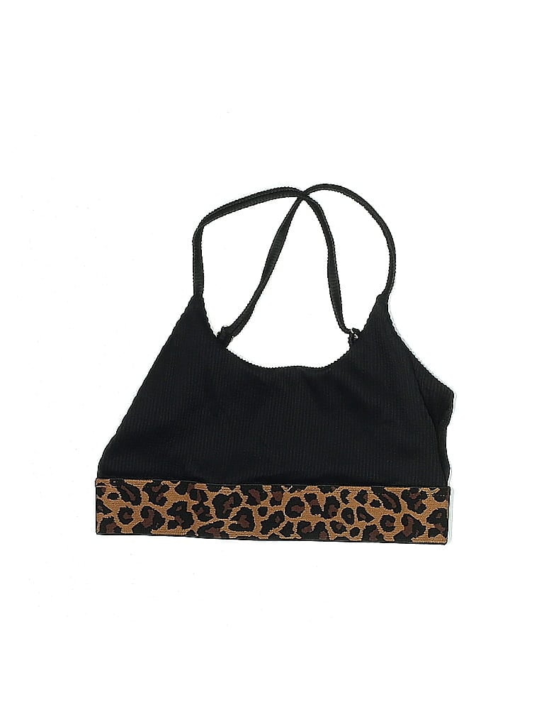Click to view more detailed imagery on our partner's website Pre-owned Pilyq Swimsuit Top Black Animal Print Pattern Swimwear