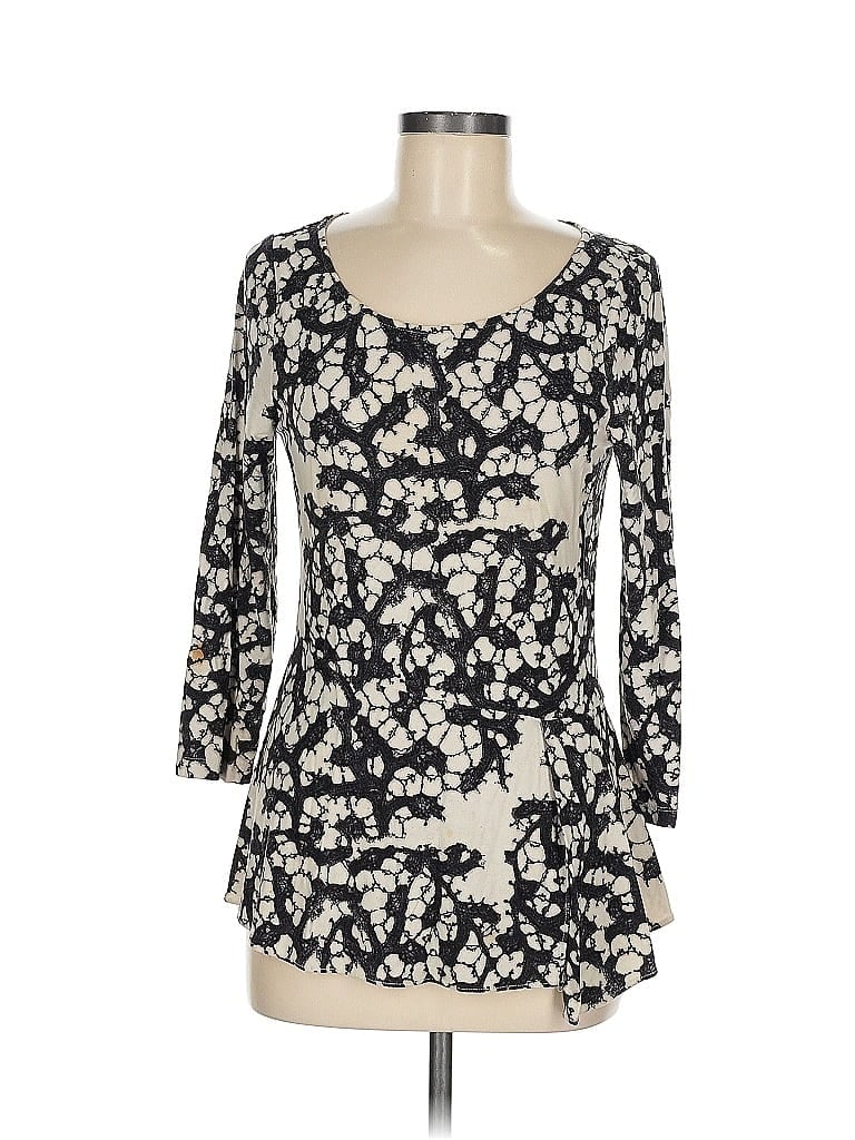 Pre-owned Leifsdottir 3/4 Sleeve Top Tan Sweetheart Neckline Tops In Brown