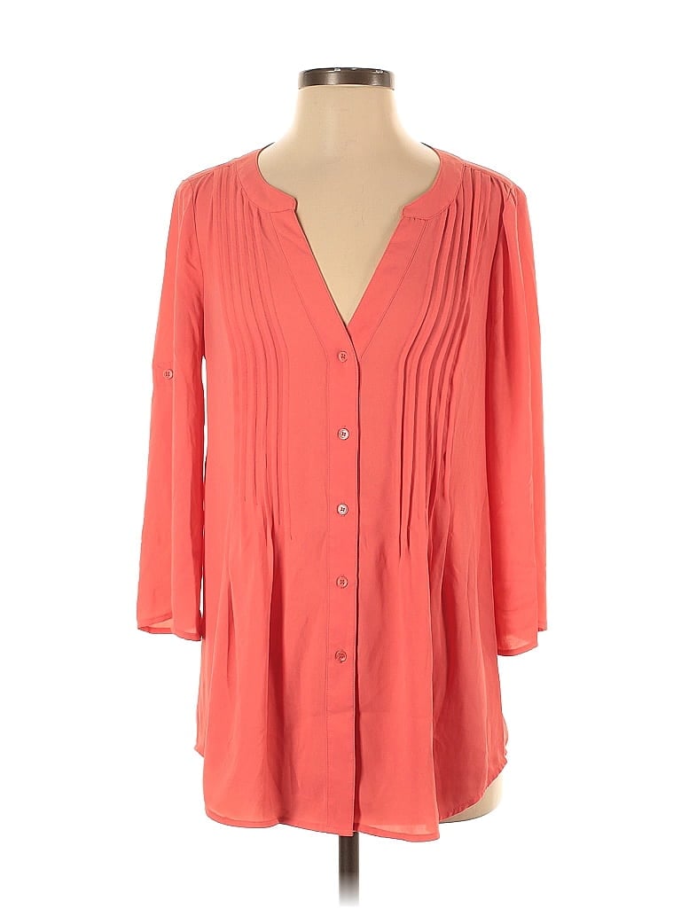 Pre-owned Bcbgmaxazria 3/4 Sleeve Blouse In Orange