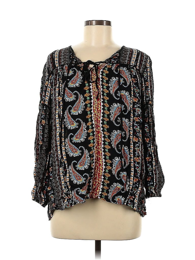 Pre-owned Weekend Suzanne Betro Long Sleeve Blouse In Black