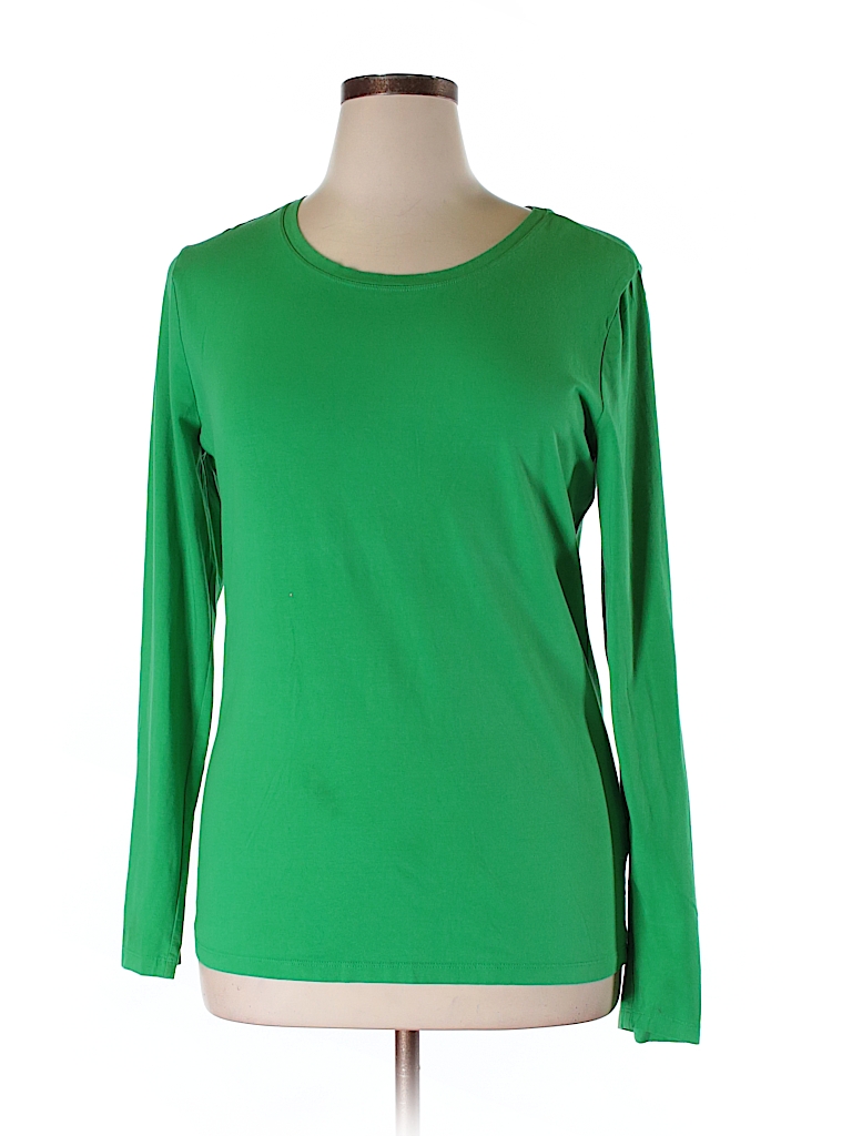 Banana Republic Factory Store Solid Green Long Sleeve T-Shirt Size XL ...