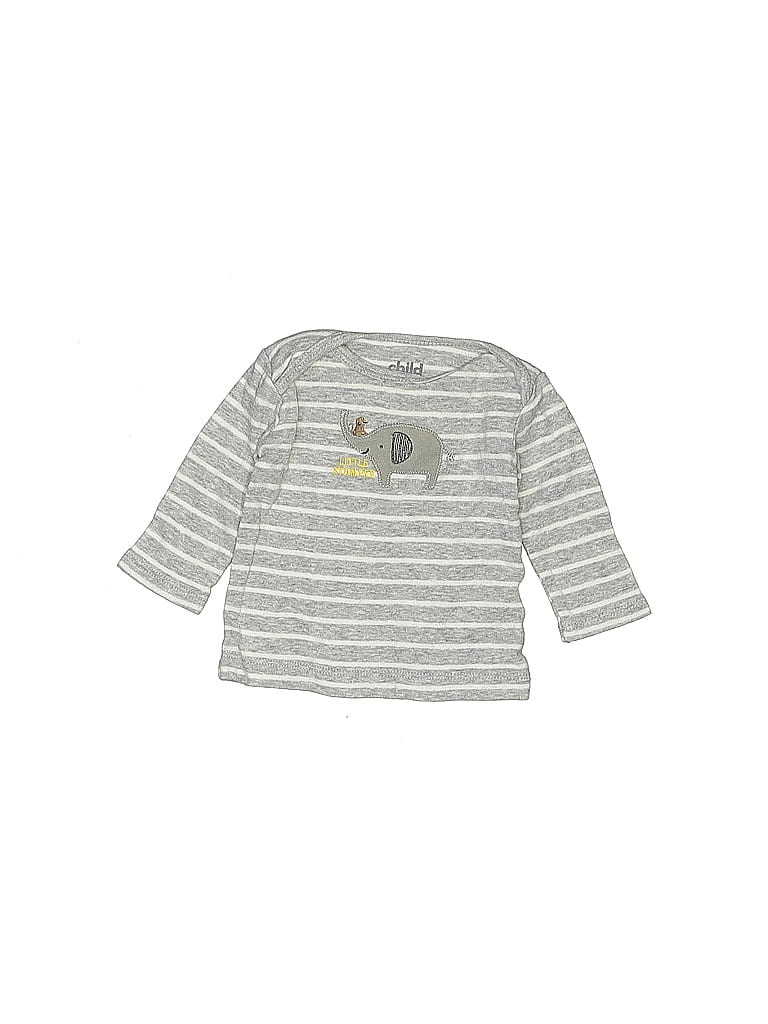 Child of Mine by Carter's 100% Cotton Stripes Gray 3/4 Sleeve T-Shirt Size Newborn - photo 1