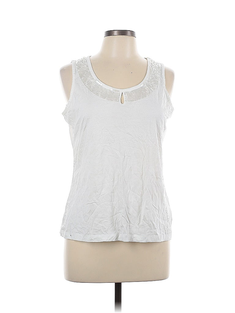 Pre-owned Croft & Barrow Sleeveless Top White Scoop Neck Tops