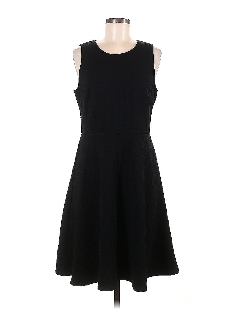 Leota Solid Black Casual Dress Size M - photo 1
