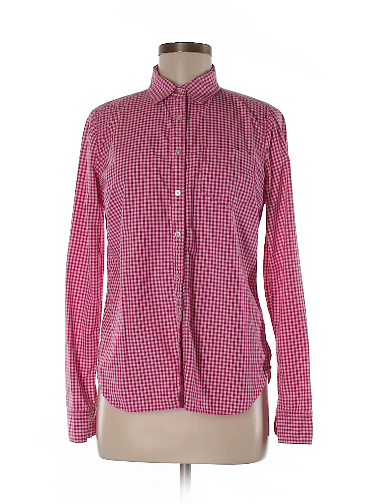 Jcpenney 100% Cotton Checkered-gingham Pink Long Sleeve Button-Down ...