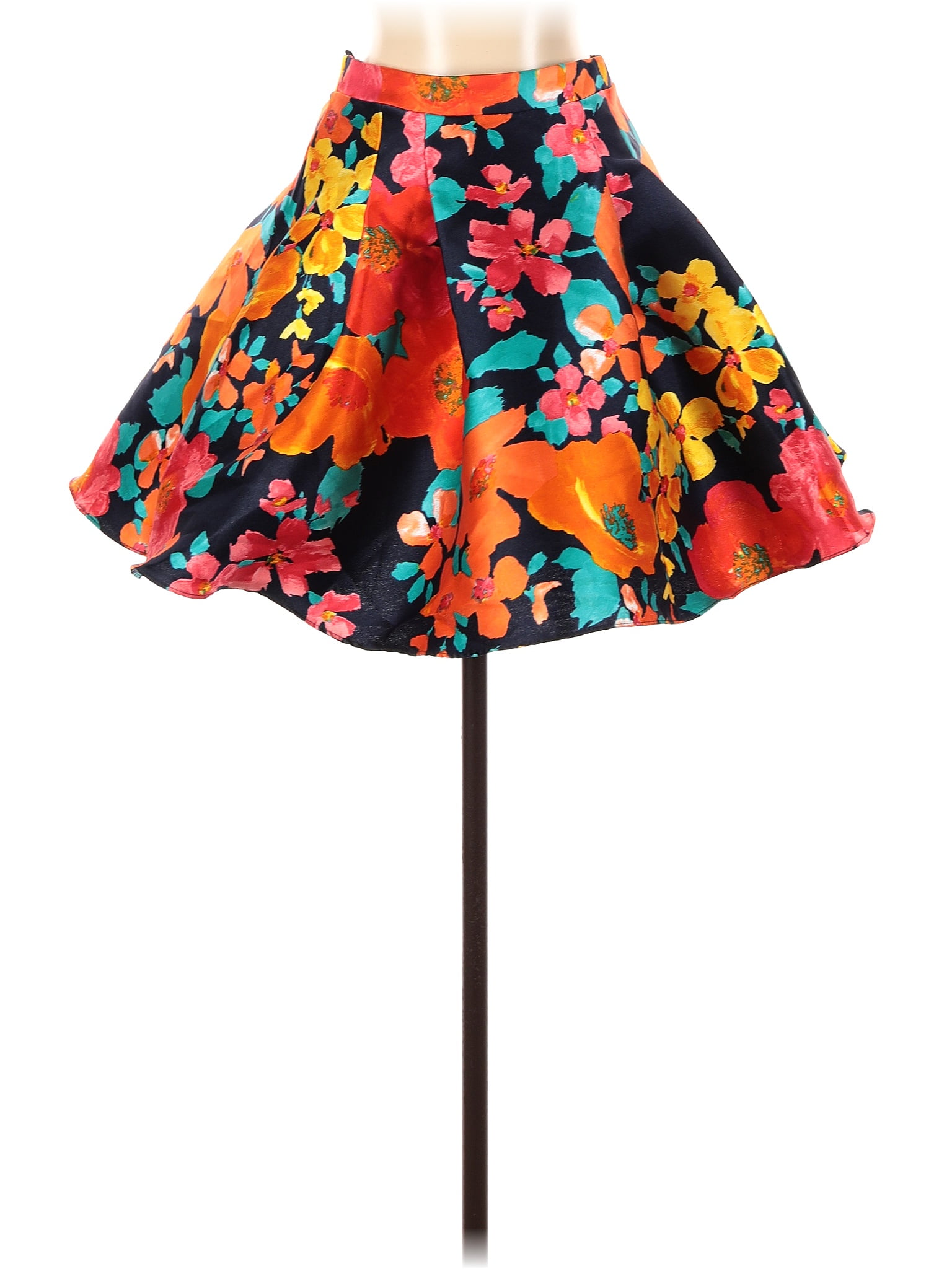 B. Darlin 100% Polyester Floral Orange Casual Skirt Size 5