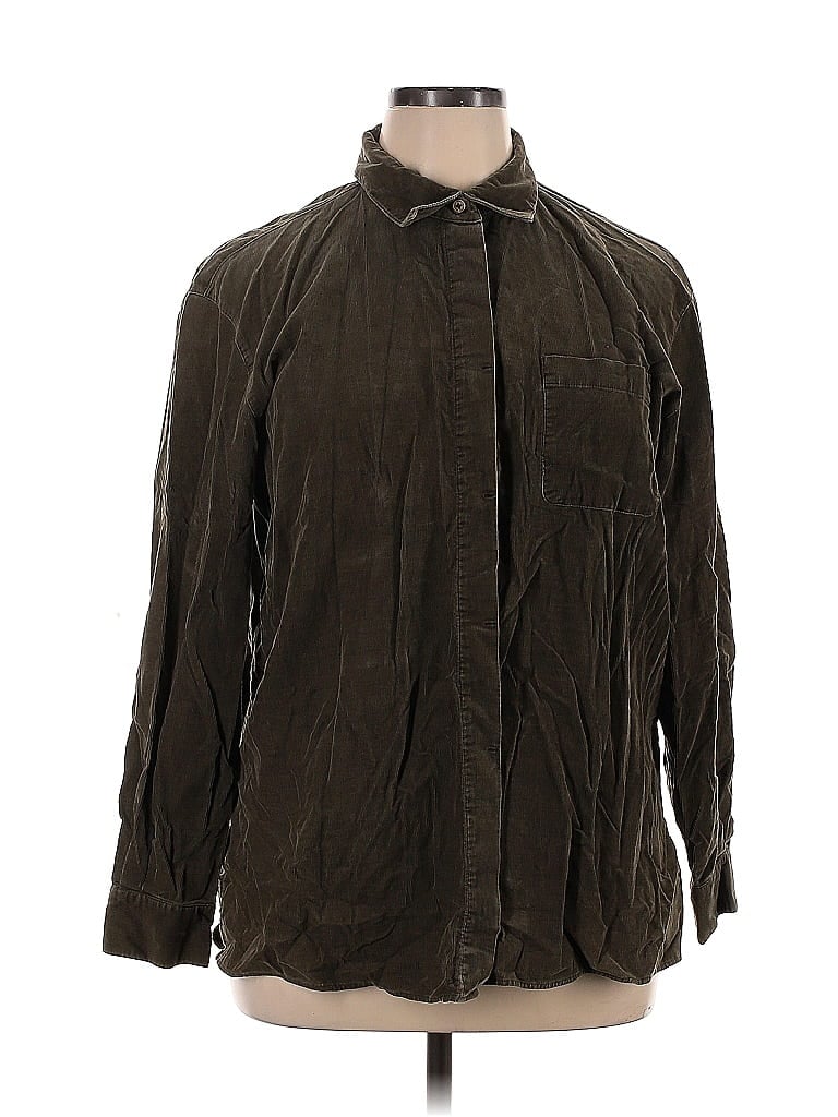 Classic Brown Green Long Sleeve Button-Down Shirt Size 1X - photo 1