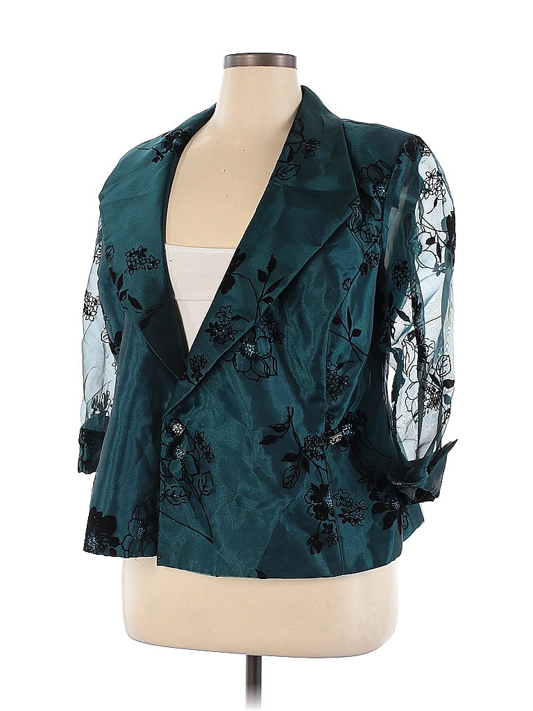 Dressbarn Blazer Jacket Women's 22W Plus Size Black Abstract 3/4 Sleeve