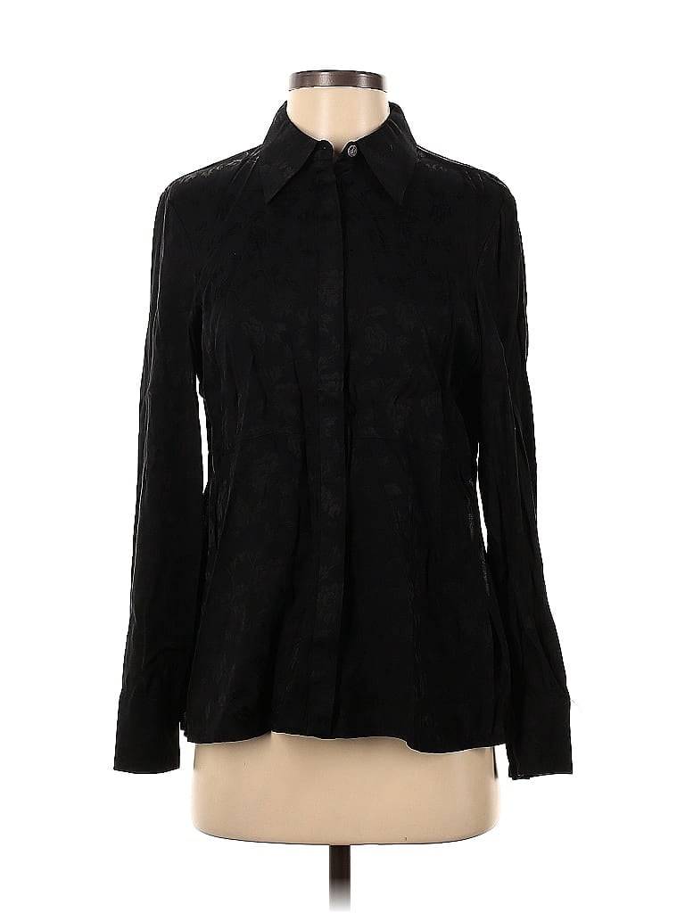 Pre-owned Club Monaco Long Sleeve Blouse In Black