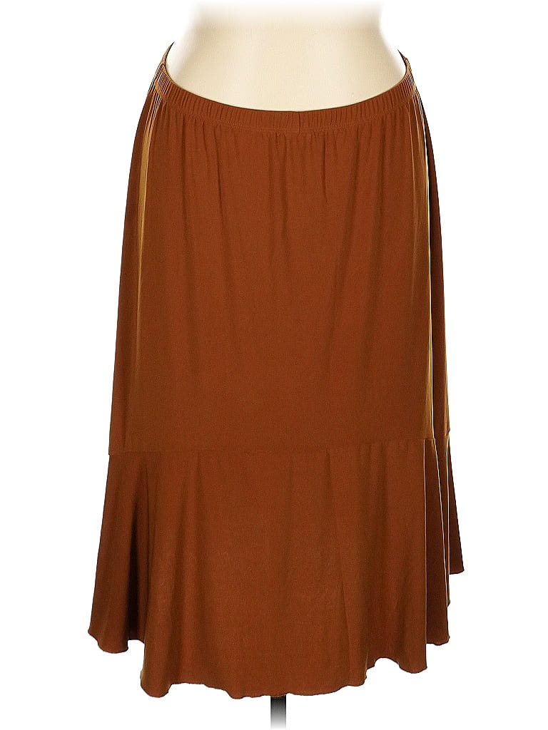 Serengeti Solid Brown Casual Skirt Size 1X (Plus) 72 off ThredUp